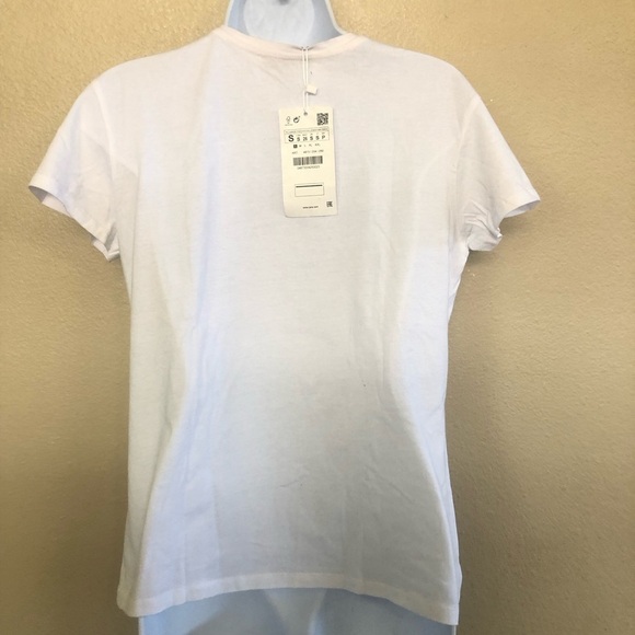 Zara W / B Velvet Patch Embroidered Floral and Pearls Details Short Sleeves Top - Picture 3 of 9